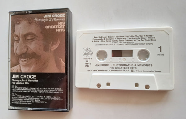 JIM CROCE - "Photographs & Memories:  His Greatest Hits" (w/"Bad Bad Leroy Brown") - Cassette Tape (1974/1985) [Digalog®] [Digitally Mastered] [HX-Pro] - Mint