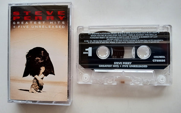 STEVE PERRY (Journey) - "Greatest Hits + Five Unreleased" - [Double-Play Cassette Tape] (1998) [Digitally Remastered] - Mint